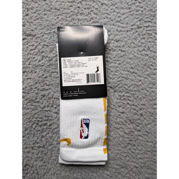 Nike Elite Crew‎ Socks Dri-Fit Mens Large 9-11 Embroidered NBA Logo White Gold - Picture 3 of 5